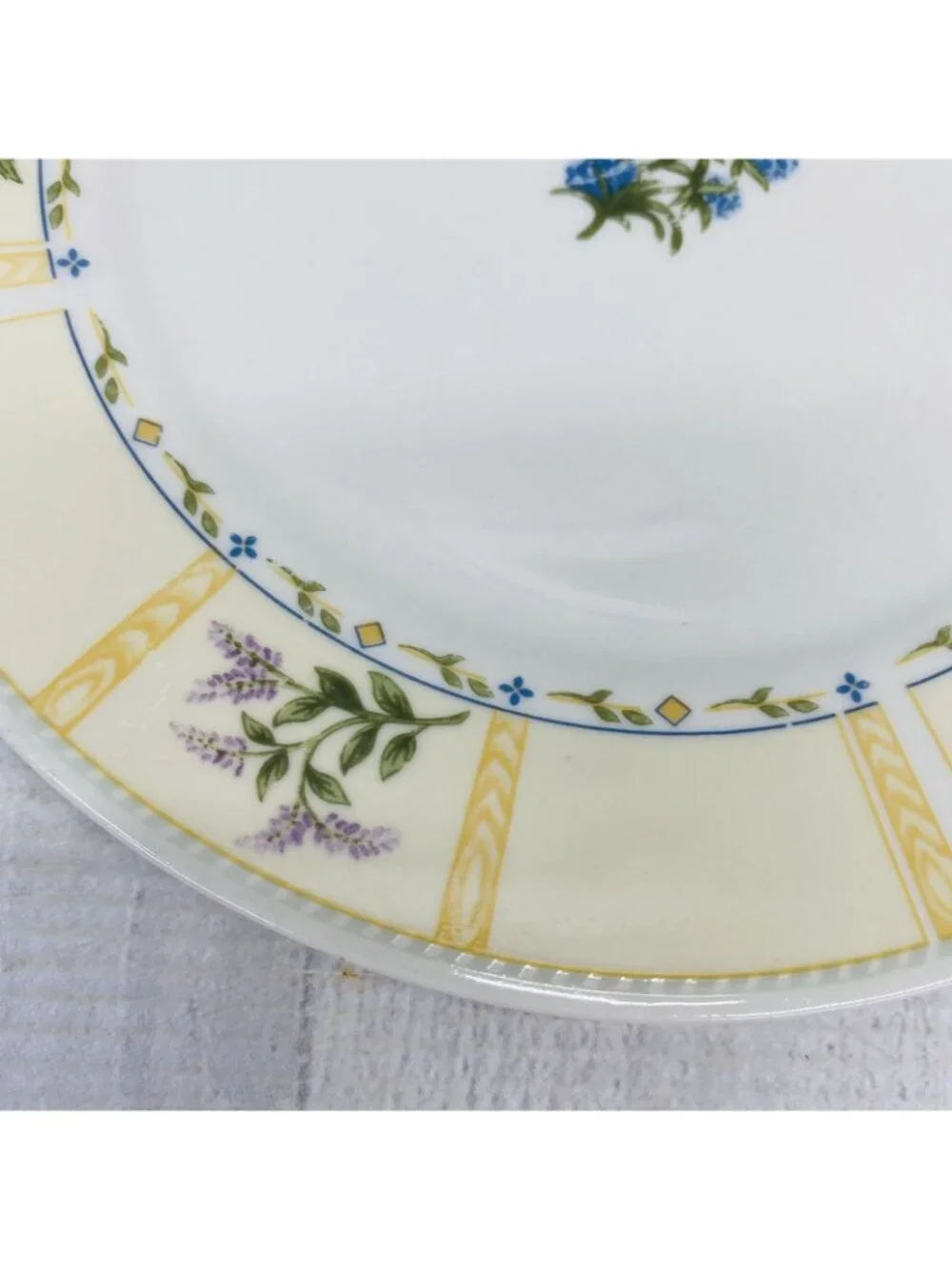 Lynn's China CLARYSSA Livingston Yellow Border Various Floral Salad Plate Set 4